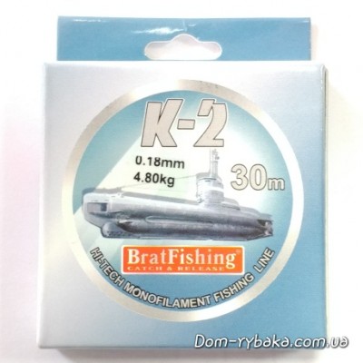 Леска Brat fishing  K-2. 0.18 мм 4.8 kг 30 м (9997234)