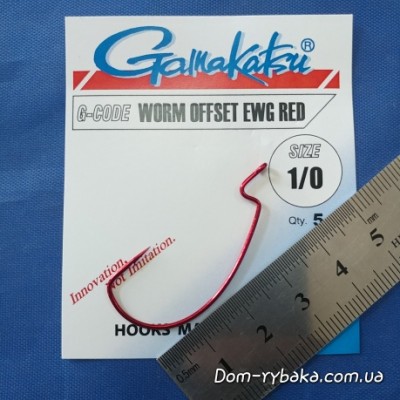 Крючок Gamakatsu Worm Offset EWG Red 1/0 5 шт красный (18508600100) Крючок Gamakatsu Worm Offset EWG Red 1/0 5 шт красный (18508600100)