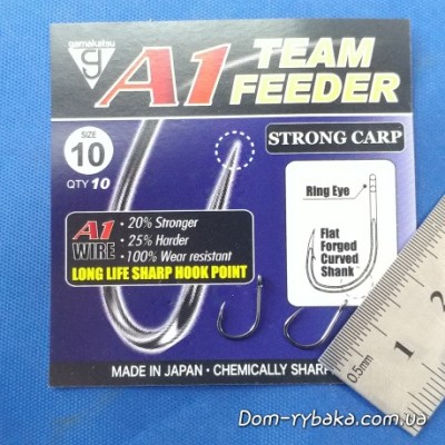 Крючок GAMAKATSU  A1 TEAM FEEDER Strong Carp №10 10 шт колечко (18508001000)