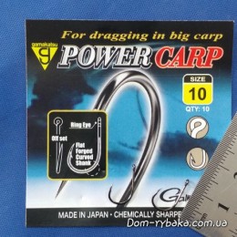 Крючок GAMAKATSU POWER CARP RING EYE NSB №10 10 шт колечко (18509201000).