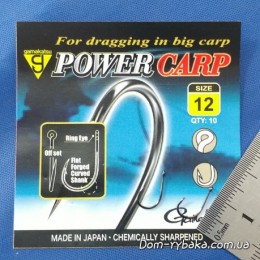 Крючок GAMAKATSU POWER CARP RING EYE NSB №12 10 шт колечко (18509201200)