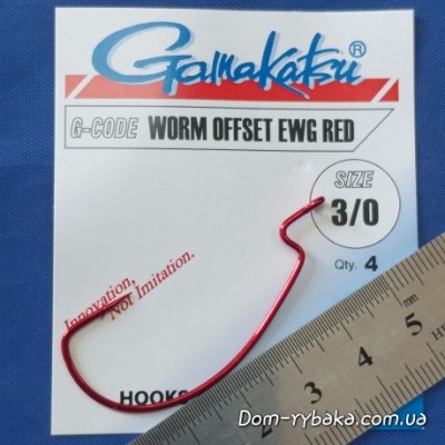 Крючок Gamakatsu Worm Offset EWG Red 3/0 4 шт красный (18508600300) Крючок Gamakatsu Worm Offset EWG Red 3/0 4 шт красный (18508600300)