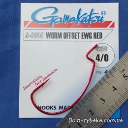 Гачок Gamakatsu Worm Offset EWG Red 4/0 4 шт червоний (18508600400) Гачок Gamakatsu Worm Offset EWG Red 4/0 4 шт червоний (18508600400)