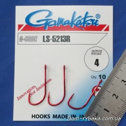 Крючок Gamakatsu LS-5213R №4 10 шт красный (18508300400) Крючок Gamakatsu LS-5213R №4 10 шт красный (18508300400)