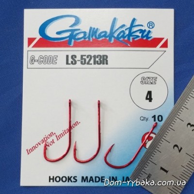 Гачок Gamakatsu LS-5213R №4 10 шт червоний (18508300400)
