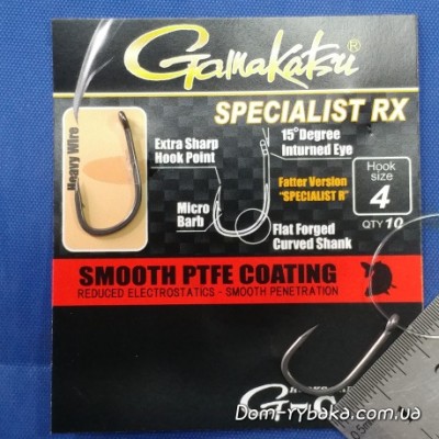 Гачок GAMAKATSU G-CARP SPECIALIST RX №04 10шт Teflon Coating (18503300400)