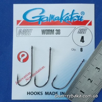 Гачок GAMAKATSU Worm 36 # 4 6 шт колечко (14667900400)