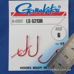 Крючок Gamakatsu LS-5213R №6 15 шт красный (18508300600). Крючок Gamakatsu LS-5213R №6 15 шт красный (18508300600).