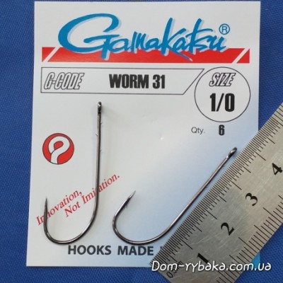 Гачок GAMAKATSU Worm 31 # 1/0 6 шт колечко (14667400100)