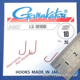 Крючок  Gamakatsu LS-1010R №10 25шт красный лопатка (14668301000)