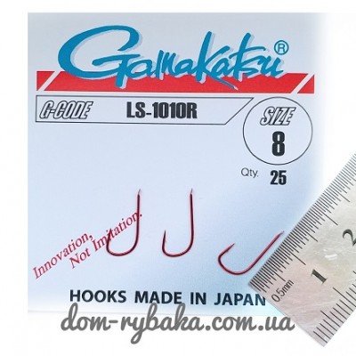 Крючок Gamakatsu LS-1010R №8 25шт красный лопатка (14668300800)