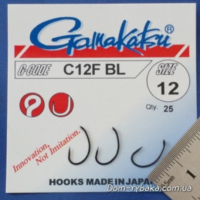 Крючок GAMAKATSU C12F BL №12 25 шт Barbless колечко (149304001200) 