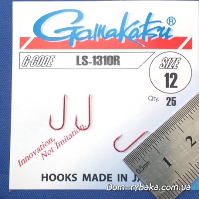 Крючок   Gamakatsu LS-1310R №12 25 шт красный лопатка (14653801200)