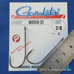 Гачок GAMAKATSU Worm 31 # 2/0 6 шт колечко (14667400200)
