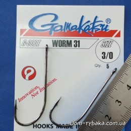 Гачок GAMAKATSU Worm 31 # 3/0 5 шт колечко (14667400300)