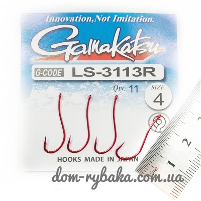 Гачок Gamakatsu LS-3113R Ring Eye Serie №04 11шт Red (14900300400)