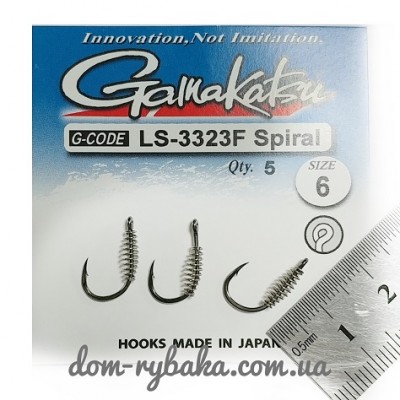 Крючок  Gamakatsu LS-3323F Spiral №6 5 шт колечко (14792800600)