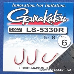 Крючок  Gamakatsu LS-5330R №6 8 шт N/L красный лопатка (14901700600)