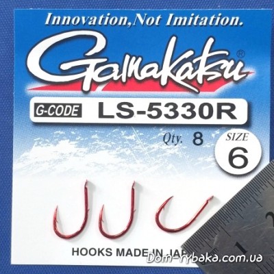 Крючок Gamakatsu LS-5330R №6 8 шт N/L красный лопатка (14901700600) Крючок Gamakatsu LS-5330R №6 8 шт N/L красный лопатка (14901700600)
