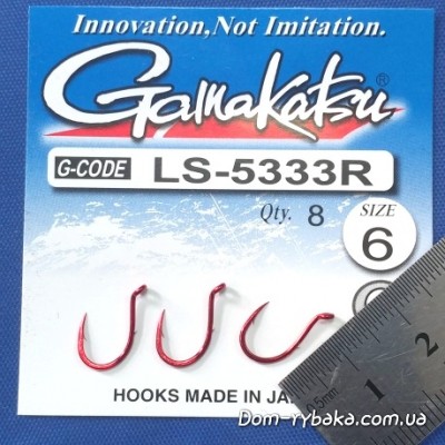 Крючок   Gamakatsu LS-5333R №6 8 шт N/L красный колечко (14797200600)