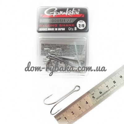 Гачок подвійний GAMAKATSU Double 22 Long Shank №2 / 0 6шт (18510200200)