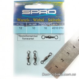 Spro вертлюг Barrel Swivel 16кг 12шт 010s(4510010)