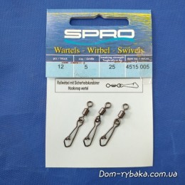 Вертлюг із застібкою Spro Rolling Swivel Hook snap 007s 14кг 12шт (4515007)