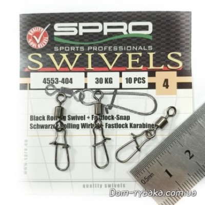 Вертлюг Spro Rolling Swivel Fast Lock snap 004s 30кг (4553404)