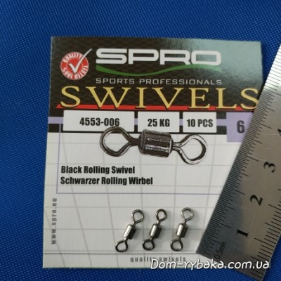 Вертлюг Spro Rolling swivell 006 25кг 10шт (4553006)