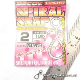 Застібка Decoy Spiral snap №2 18 Lb 6 шт (816592)