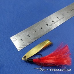 Блесна вертикальная Пуля 10гр латунная +тройник (9996863)