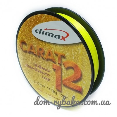Шнур CLIMAX Carat 12 Braid 135м 0.13мм 9.50кг fluo-yellow SB (28403)