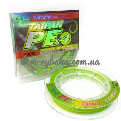 Шнур Feima Taipan PEx4 100м 0.12мм 8.4кг light green (9998269)