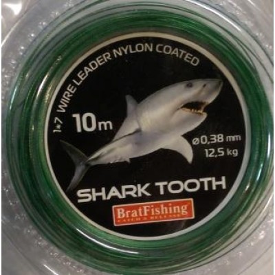 Поводковый материал в нейлоновом покрытии зеленый  Brat fishing 1X7 0,38мм 12,5кг.10м(9997395) 