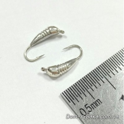 Мормышка вольфрамовая Shark  Банан с насечками  124025  0.31г   №16 серебро (9996405)