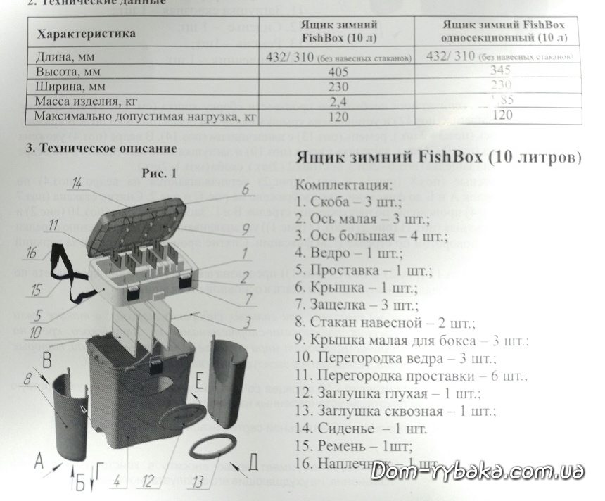 Схема внутренних элементов ящик 10 л зима